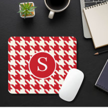 Classic Houndstooth Cherry Rouge & Blanc Monogramm