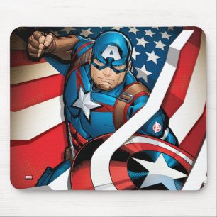 Tapis De Souris Classique Avengers   Capitaine Amérique avec des r
