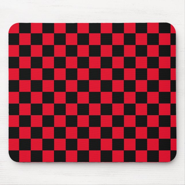 Tapis De Souris Classique moderne rouge et noir à damiers motif (Devant)