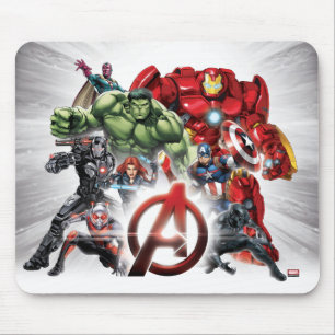 Tapis De Souris Classiques Avengers   Groupe Avengers Logo Lumineu