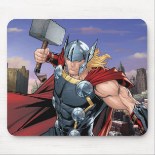 Tapis De Souris Classiques Avengers Thor bondissant avec Mjolnir