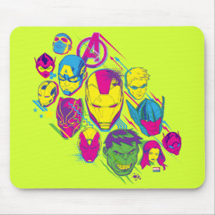 Tapis De Souris Classiques des Avengers   Visages néon des Vengeur