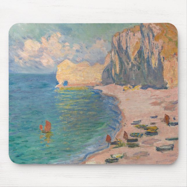 Tapis De Souris Claude Monet - Etretat : Plage et Falaise d'Amont (Devant)