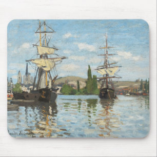 Tapis De Souris Claude Monet Navires circulant sur la Seine à Ro
