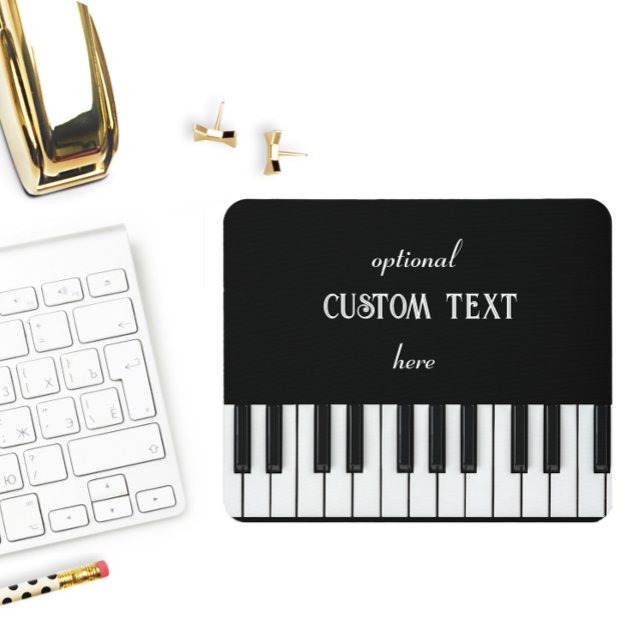 Tapis De Souris Clavier de piano et texte personnalisable noir et  (Piano keyboard mouse mat with text you can customize)