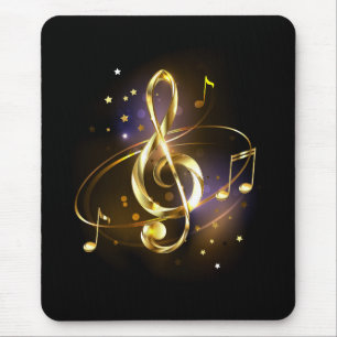Tapis De Souris Clé de Sol Musicale en Or