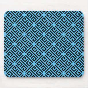 Tapis De Souris Clé grecque noire et bleue Motif