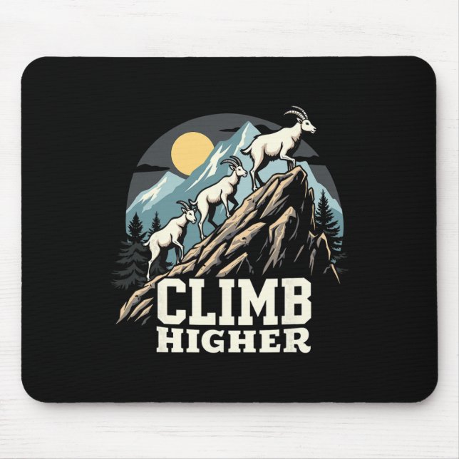 Tapis De Souris Climb Higher Mountain Goat Adventure Motivational  (Devant)