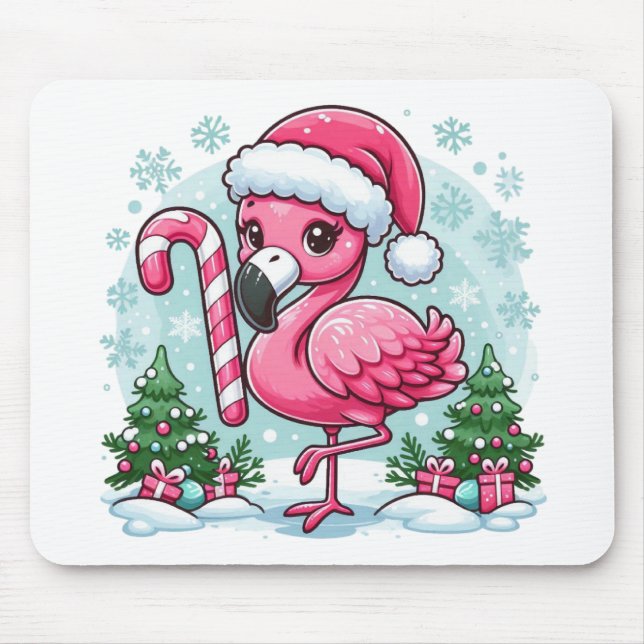 Tapis De Souris Clipart de flamingo de Noël sublimation  (Devant)