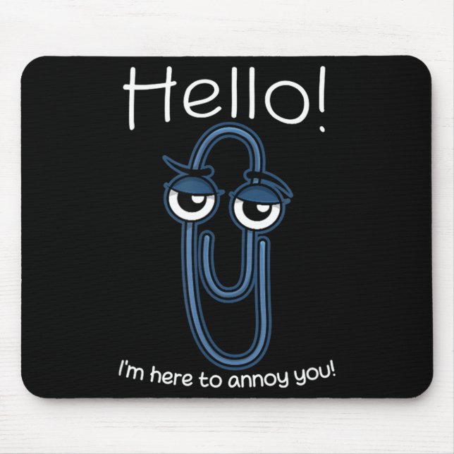 Tapis De Souris Clippy Paper Clip Funny Meme Page Note Sarcastic  (Devant)