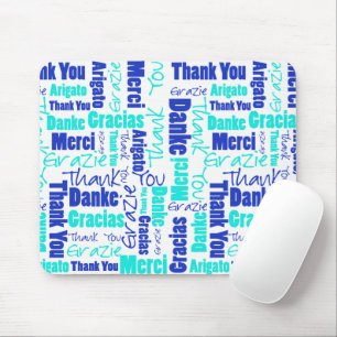 Tapis De Souris Cloud Merci bleu et turquoise