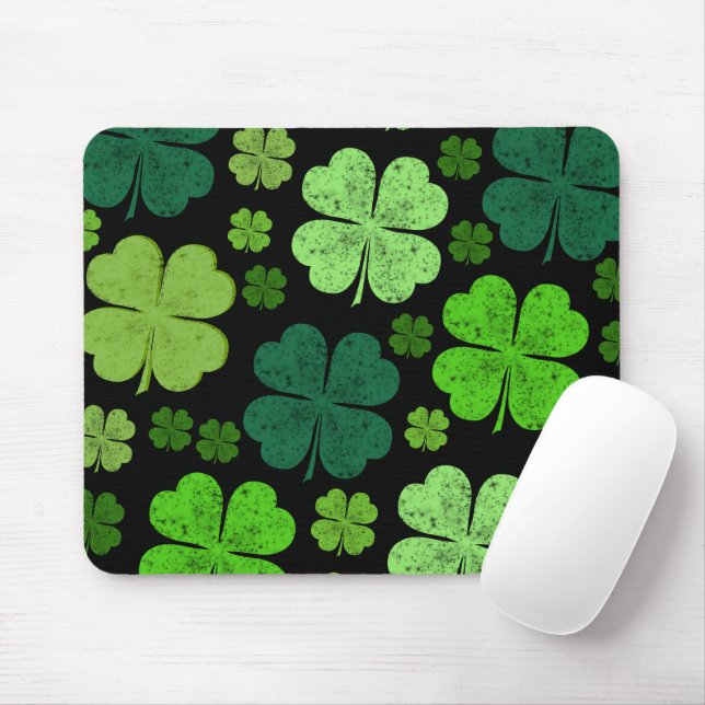 Tapis De Souris Clovers verts, Lucky Clovers, Saint Patrick's Day (Avec souris)