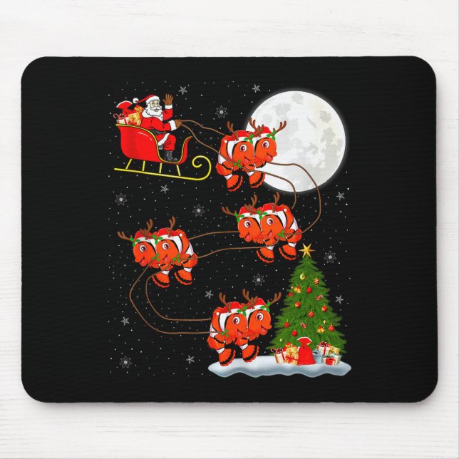 Tapis De Souris Clown Fish Santa Sleigh Flying Funny Magical Chris (Devant)