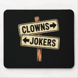 Tapis De Souris Clowns de direction vintage à gauche les jokers à