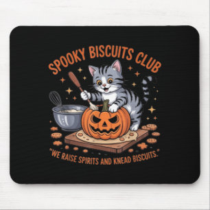 Tapis De Souris Club de biscuits effrayants Chat Halloween drôle
