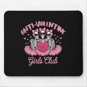 Tapis De Souris Club des filles anti-Saint-Valentin squelette rose