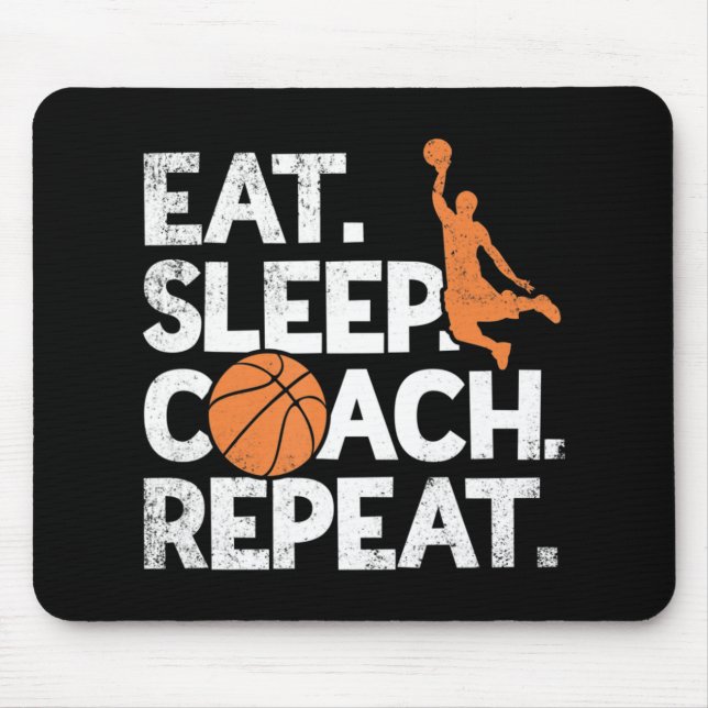Tapis De Souris Coach Basketball Répéter Assistant Manger Sleep (Devant)