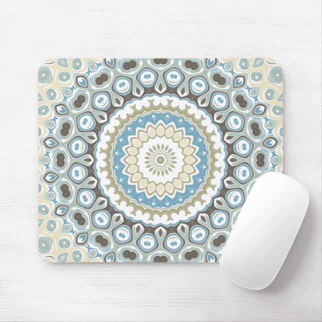Tapis De Souris Coastal Mandala in Sand, Blue, and Driftwood Tones (Avec souris)