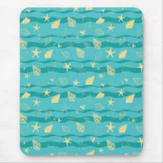 Tapis De Souris Coastal Waves & Seashell Pattern
