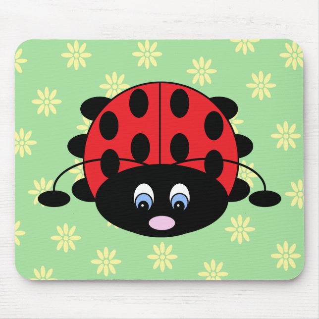Tapis De Souris Coccinelle avec des fleurs Mousepad (Devant)