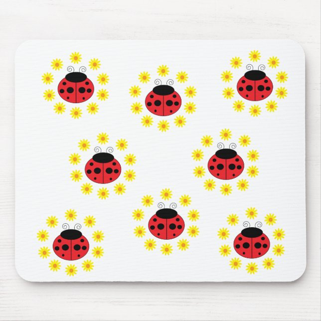 Tapis De Souris Coccinelle et marguerites Mousepad (Devant)