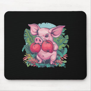Tapis De Souris Cochon de boxe avec gants de boxe Boxe amusante