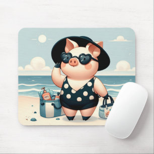 Tapis De Souris Cochon mignon en maillot de bain Polka Dot à la pl