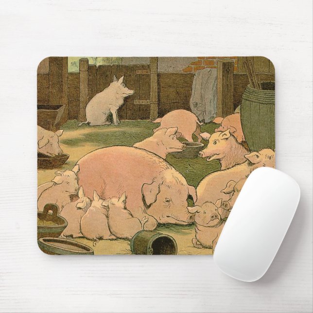 Tapis De Souris Cochons et cochons rustiques sur la ferme (Avec souris)