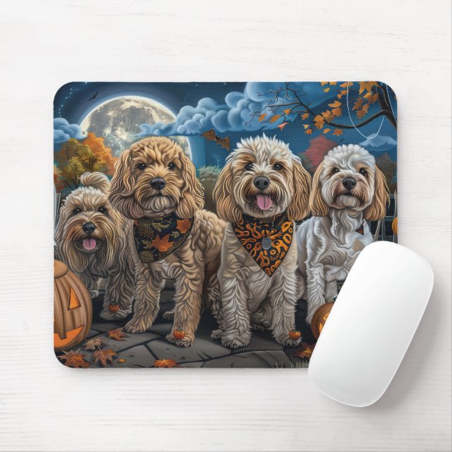 Tapis De Souris Cockapoo Halloween Éffrayant (Avec souris)