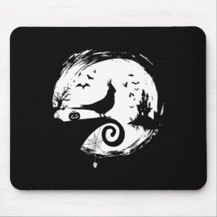 Tapis De Souris Cockatiel Halloween Costume Lune Silhouette Déplai