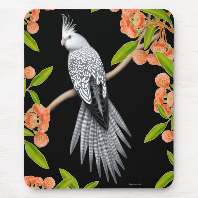 Tapis De Souris Cockatiel pie de perle dans l'arbre de gomme (Devant)