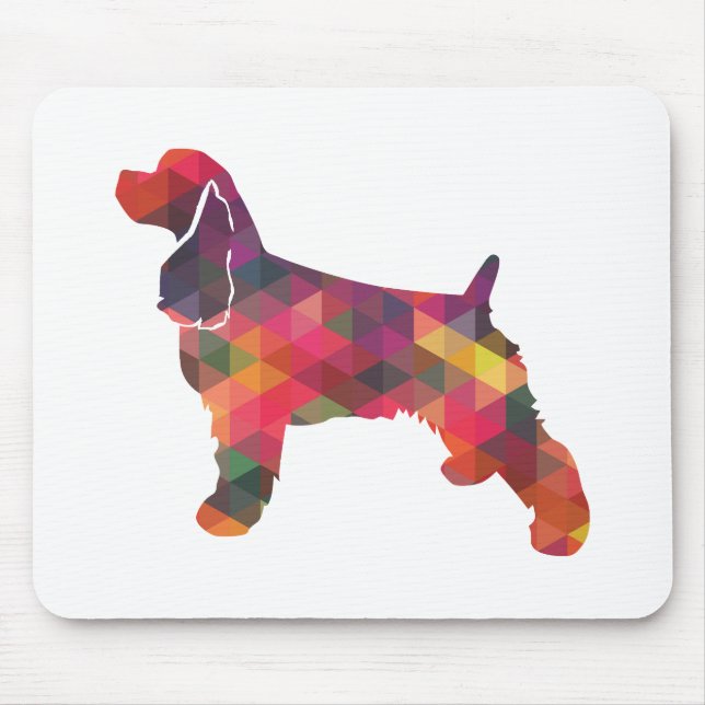 Tapis De Souris Cocker Spaniel Chien Motif géométrique Silhouette (Devant)