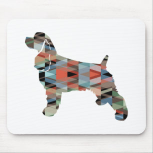 Tapis De Souris Cocker Spaniel Chien Silhouette Motif géométrique
