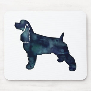 Tapis De Souris Cocker Spaniel Chien Silhouette Noir Aquarelle