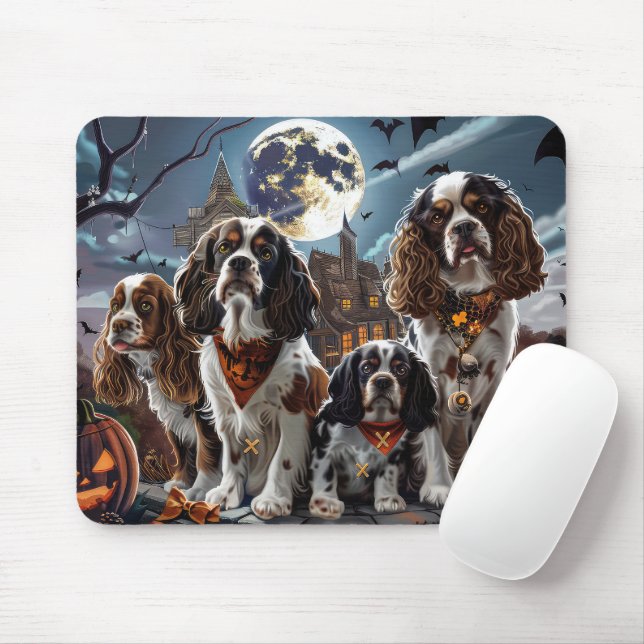 Tapis De Souris Cocker Spaniel Halloween Éffrayant (Avec souris)