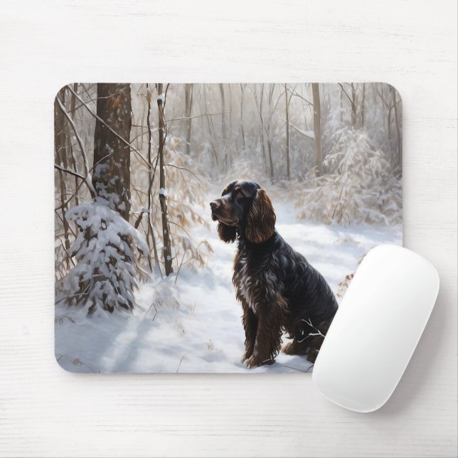 Tapis De Souris Cocker Spaniel Laisser Neige Noël (Avec souris)