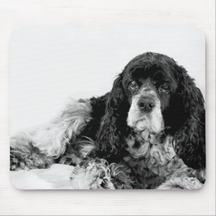 Tapis de souris Cocker Spaniel noir et blanc