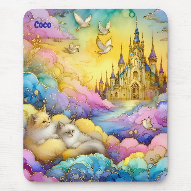 Tapis De Souris COCO ~Crystal Castle Nuages Kittens ~ Mousepad (Devant)