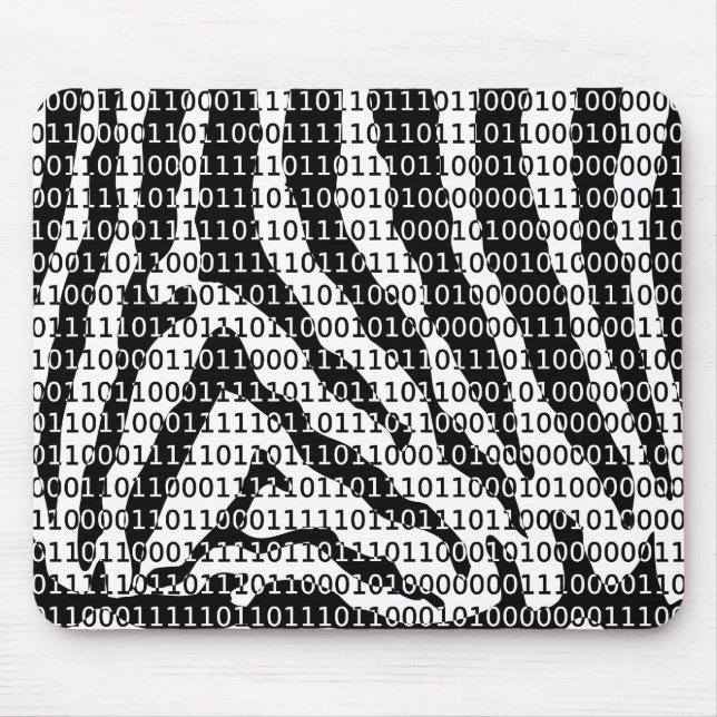 Tapis De Souris Code binaire Zebra noir et blanc (Devant)
