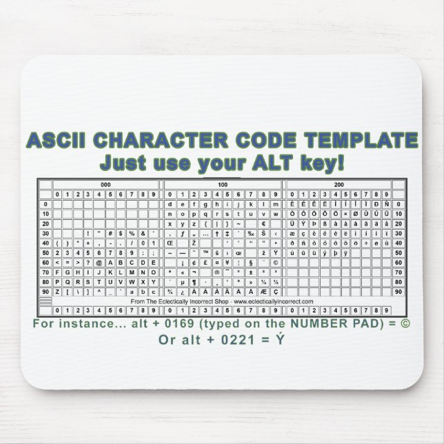 Tapis De Souris Code d'ASCII (Devant)