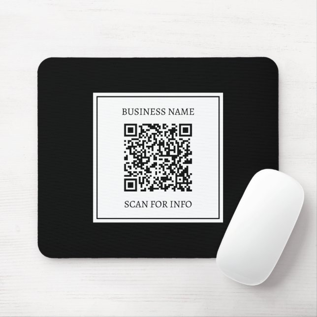 Tapis De Souris Code QR professionnel | Noir & Blanc (Avec souris)
