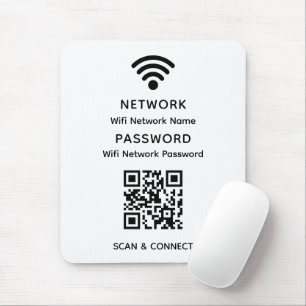 Tapis De Souris Code QR Wifi Élégant Simple Blanc Mot de Passe Rés