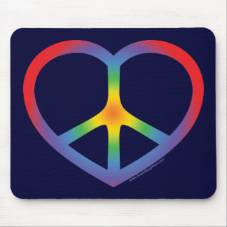Tapis De Souris Coeur arc-en-ciel, amour, signe de paix