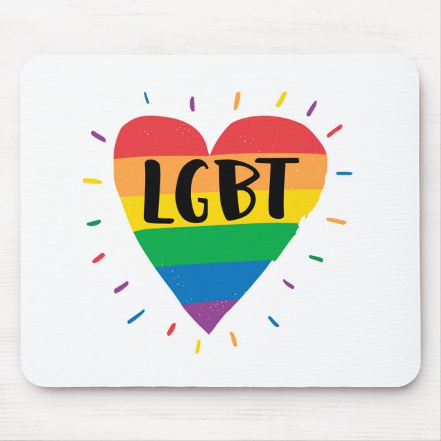 Tapis De Souris Coeur arc-en-ciel LGBT (Devant)