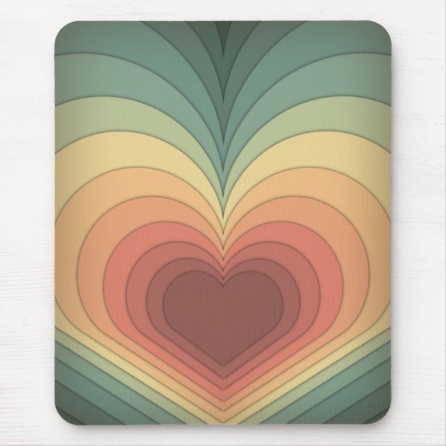 Tapis De Souris Coeur coloré rétro Funky Mousepad (Devant)