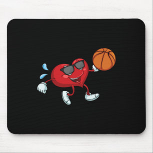Tapis De Souris Coeur de basket-ball Valentines Jour Cool V Jour P
