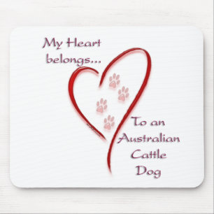 Tapis De Souris Coeur de chien de bétail australien
