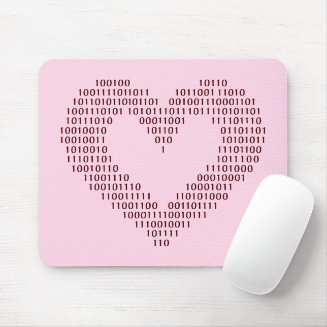Tapis De Souris Coeur de code binaire (Avec souris)