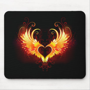 Tapis De Souris Coeur de feu ange avec ailes