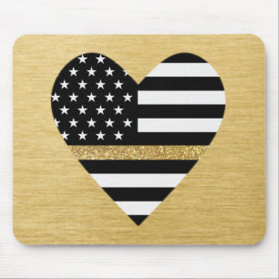 Tapis De Souris Coeur de Parties scintillant mince Gold Line